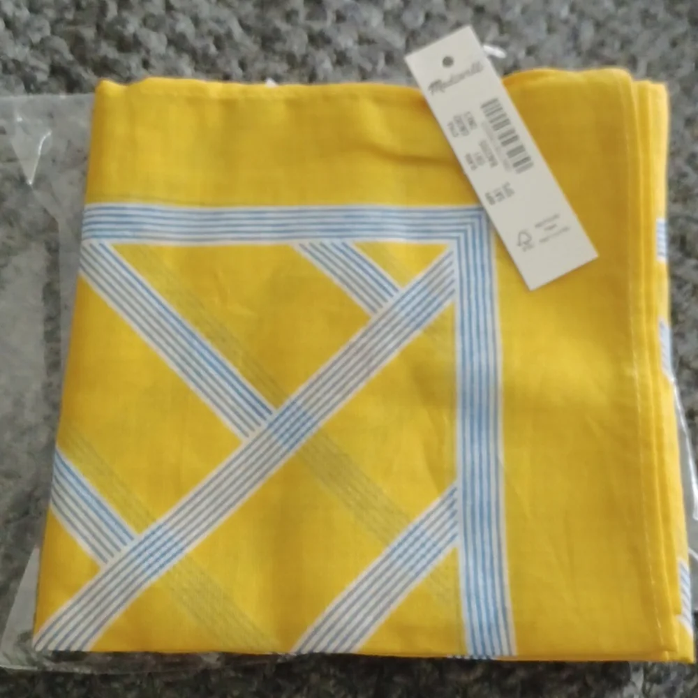 New Madewell Medium Organic Cotton Bandana Sporty Pop Stripe Chamomile